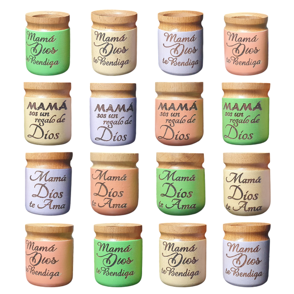 Producto - Mate De Madera Calden Recto Esmaltado (DÍA DE LA MADRE) - (PACK X4 UNIDADES)