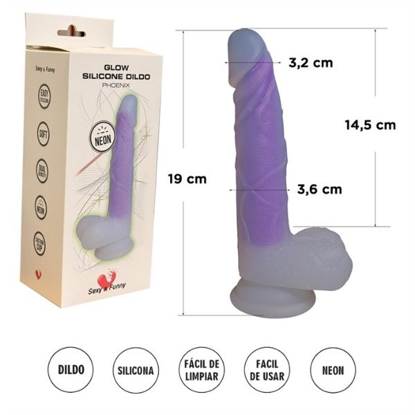 Producto - Dildo De Silicona Luminoso 19 Cm  Brilla En La Oscuridad