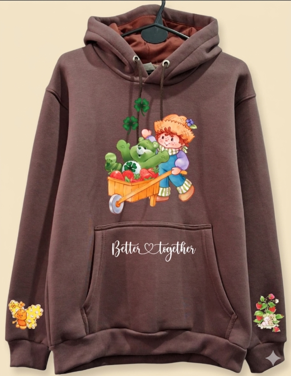 Producto - Buzo Canguro Algodon Frutillitas Marrón Avellana