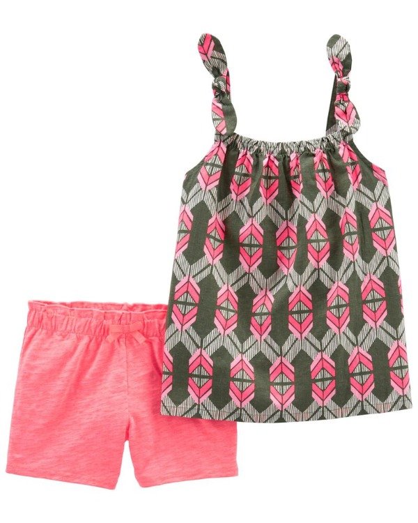 Producto - Conjunto Nena Short y Musculosa Marron / Naranja