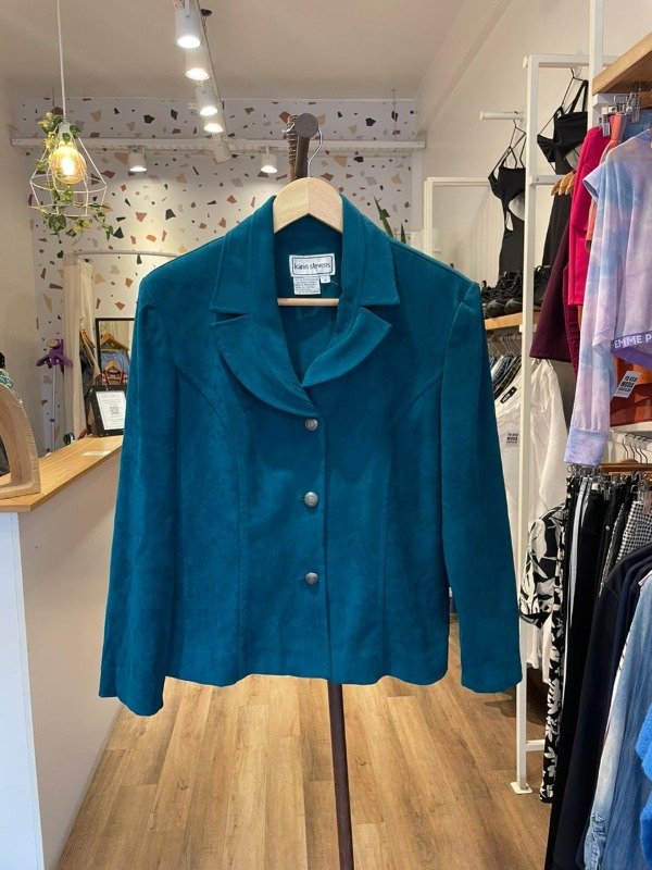 Producto - Blazer de gamusa turquesa Karin Stevens talle S/M