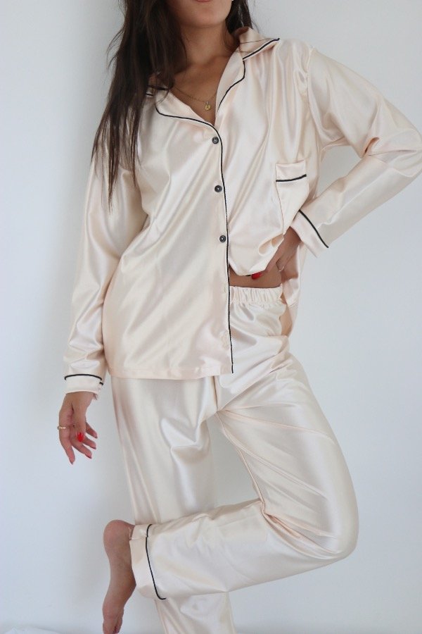 Producto - COMBO SATÉN pijama + bata champagne - 9