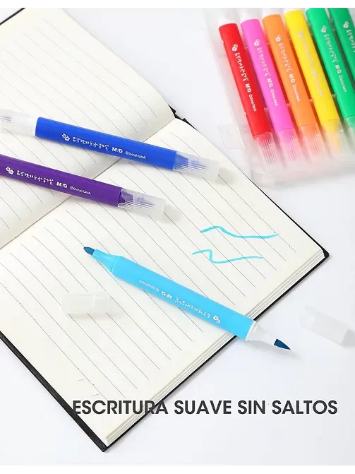 Producto - Marcadores doble punta. 12 colores. cuerpo triangular. PUNTA PINCEL - 3