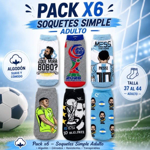 Producto - Pack x6 - soquetes simple ARG adulto 2