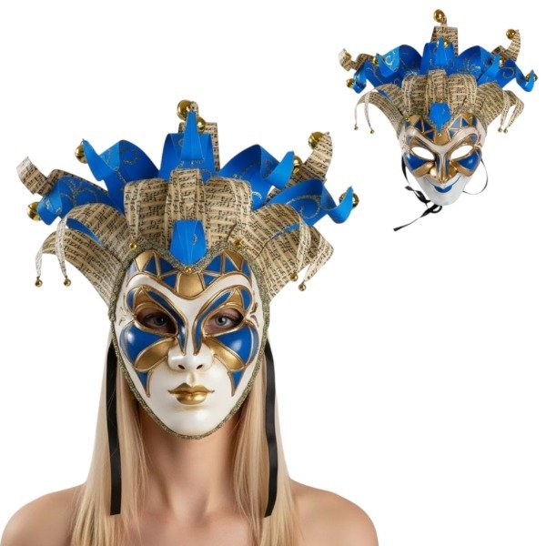 Producto - Máscara Venezia Bufon con Cascabeles Azul (#)