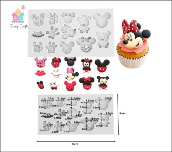 Producto - Molde de silicona - Mickey, Minnie y accesorios