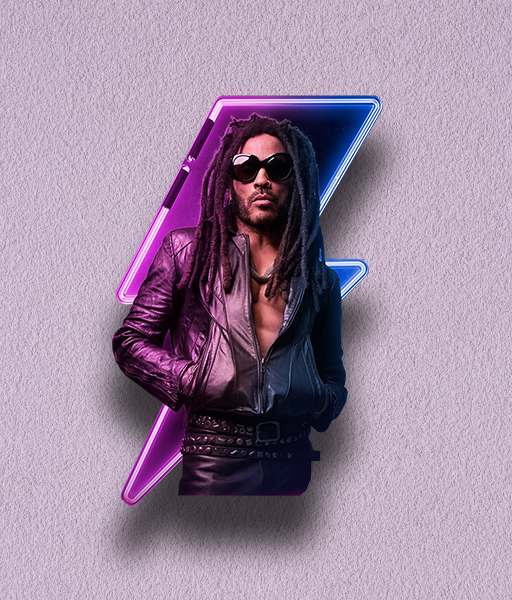 Producto - STICKER HOLOGRÁFICO - Lenny kravitz -Blue electric lights tour -magenta