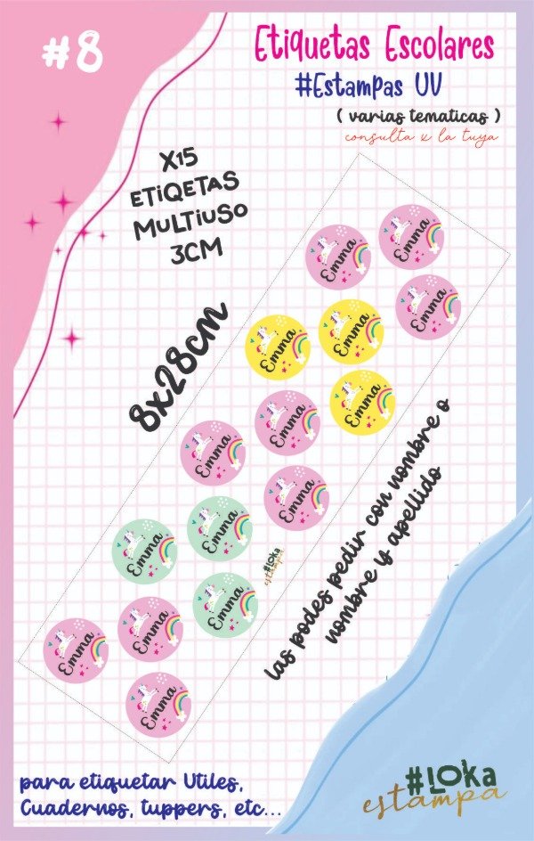 Producto - ESCOLARES #8 Estampa UV 8x28cm