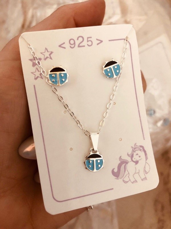 Producto - Conjunto Vaquita de san Antonio Turquesa Plata
