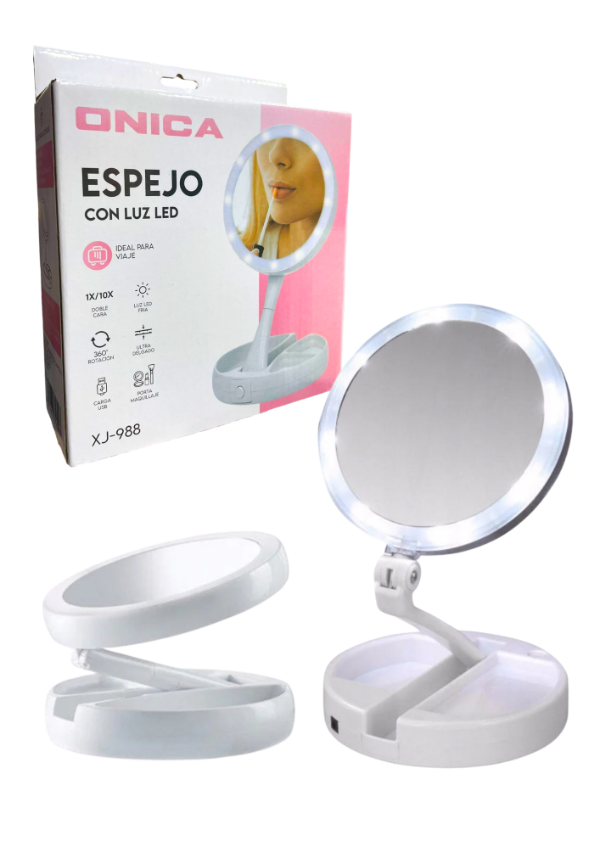 Producto - ESPEJO CON LUZ PLEGABLE TACTIL ONICA 988