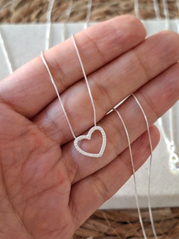 Producto - Collar Corazón Micropave Pasante
