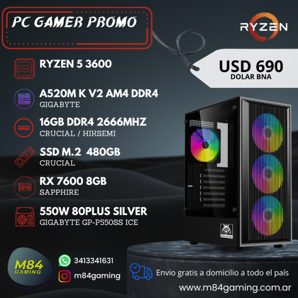 Producto - PC PROMO RYZEN 5 3600 RX7600 8GB