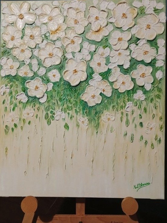 Producto - Cuadro Decorativo- Flores Blancas