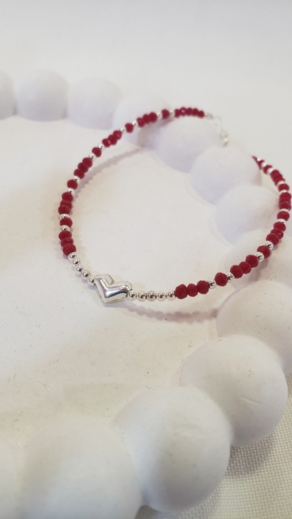 Producto - Pulsera cristales rojo corazón