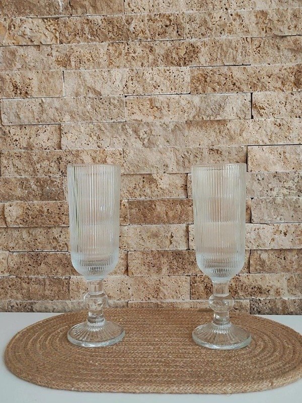 Producto - Copas de champagne rayadas transparentes caja x 6 unidades