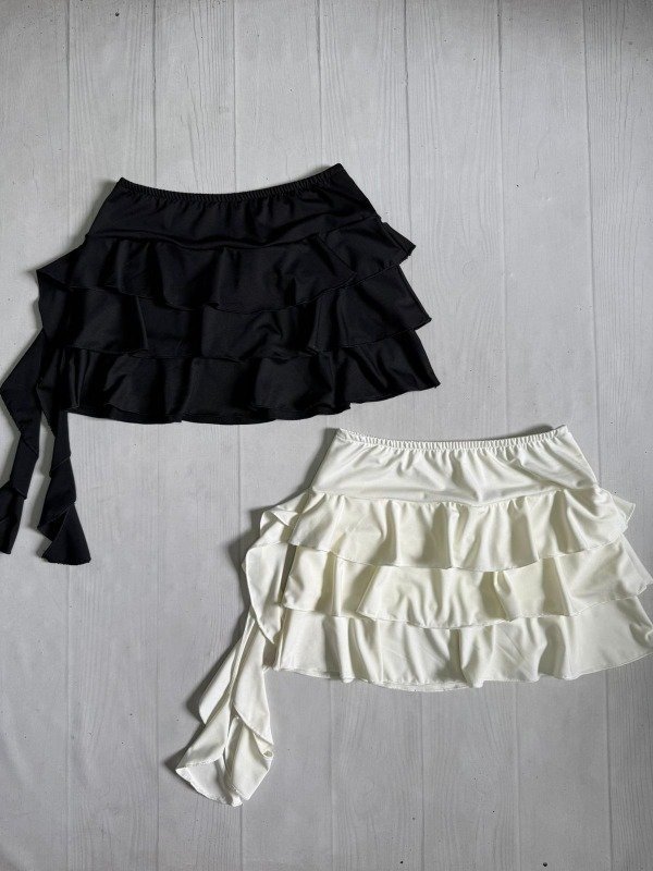 Producto - [4941] Pollera triple volado elastico sirena microfibra