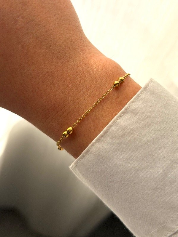 Producto - Pulsera dorada doble bolitas