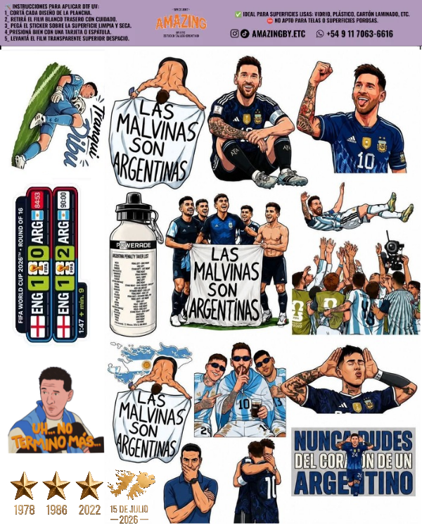 Producto - Mundial 2026 Argentina Plancha stickers premium dtf uv