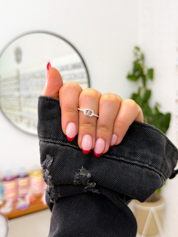 Producto - Anillo acero blanco gancho micropave regulable