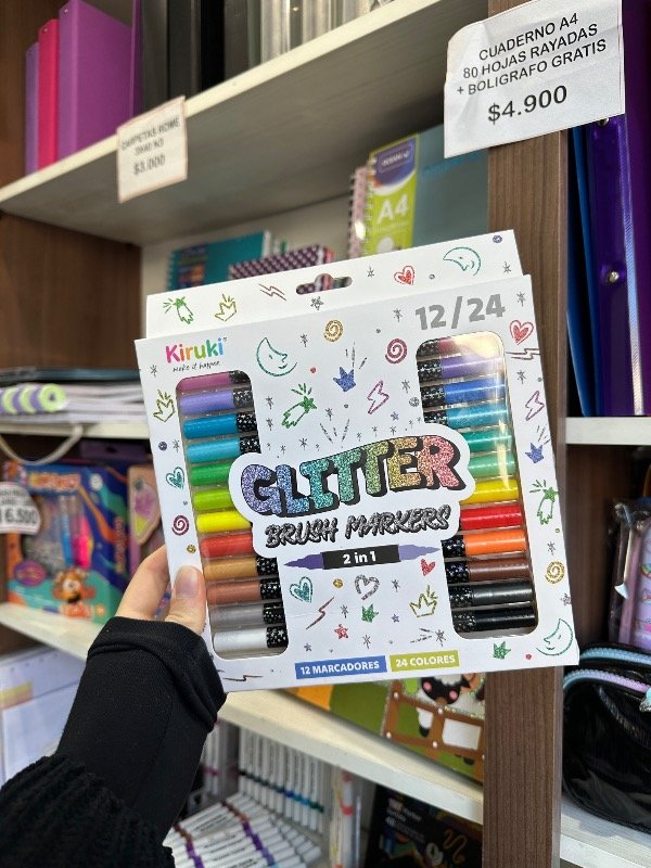Producto - Marcadores Glitter Doble Punta PINCEL Kiruki