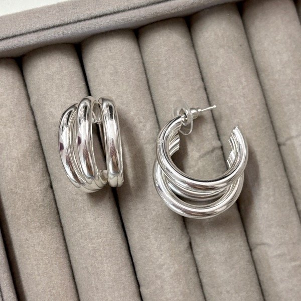 Producto - Aros Pasante Chunky Plata Laminada