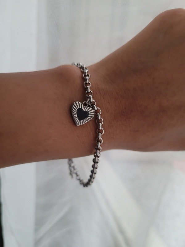 Producto - Pulsera rolo + corazón con ramitos AQ