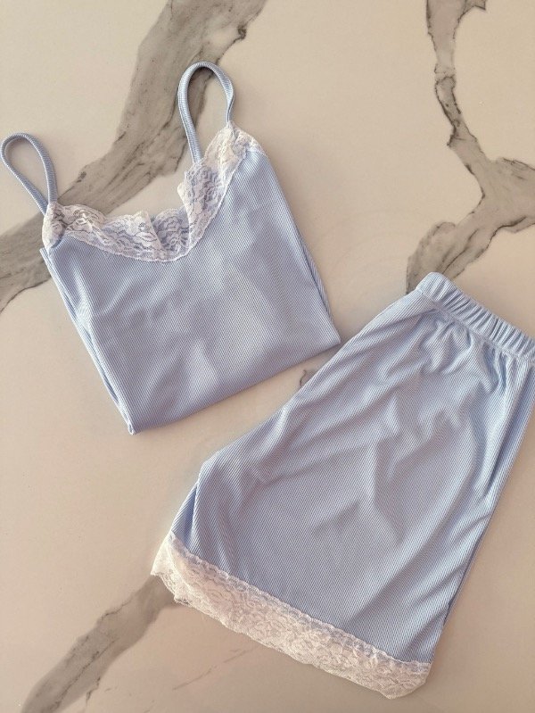 Producto - Pijama morley celeste blanco