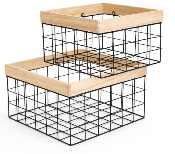 Producto - Canasto de metal con marco de madera