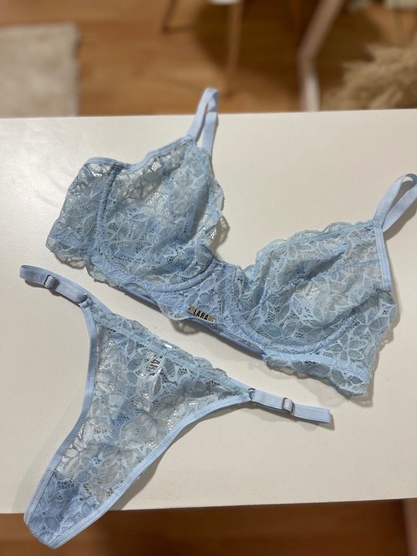 Producto - Conjunto encaje celeste