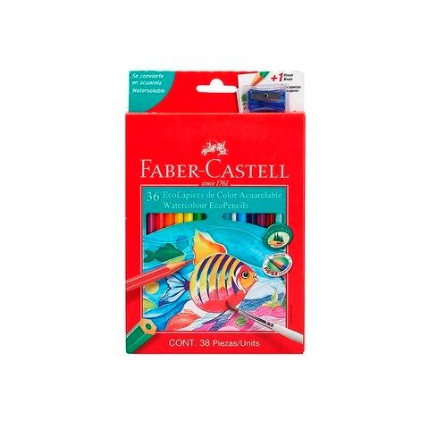 Producto - LAPIZ ACUARELABLE CAJA X36 + SACAPUNTA FABER