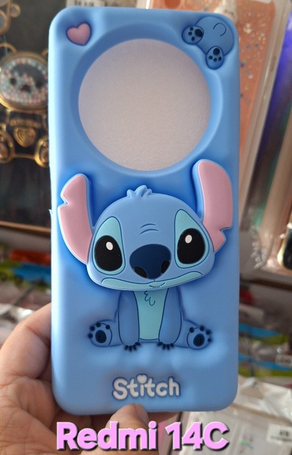 Producto - Fundas silicona popsocket Stich. Redmi 14C