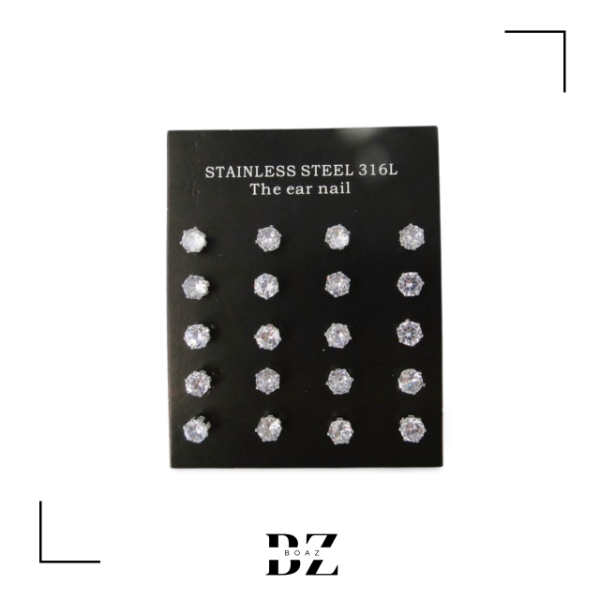 Producto - AROS DE ACERO CON PIEDRA STRASS MED X 12 PARES 1307-2