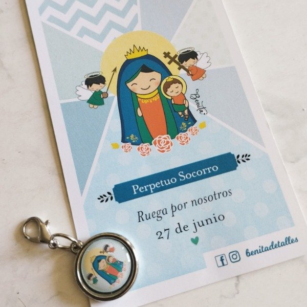 Producto - REGALO PACK ESTAMPA ADVOCACION CON MEDALLITA VIRGEN PERPETUO SOCORRO