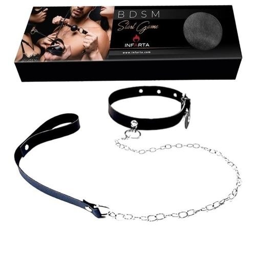 Producto - COLLAR CHOKER CON CADENA REGULABLE COLOR NEGRO INFARTA BDSM