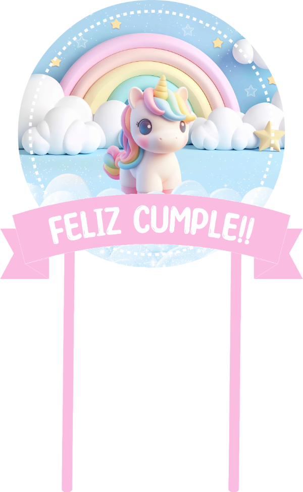 Producto - CAKE TOPPER UNICORNIO PASTEL