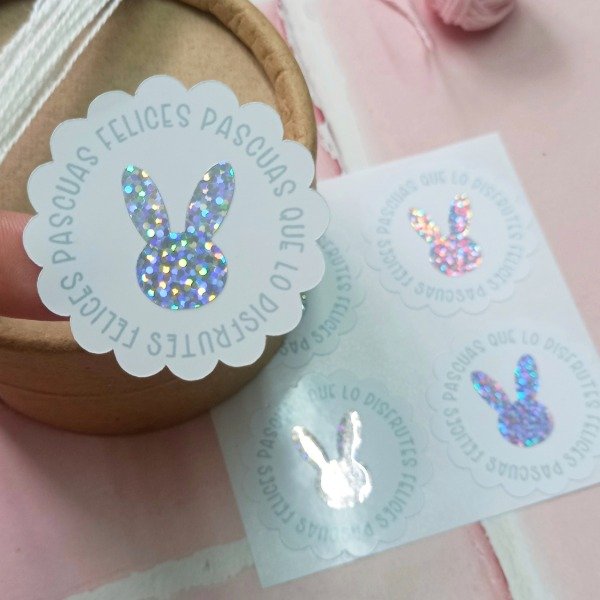 Producto - Sticker con holográfico conejos