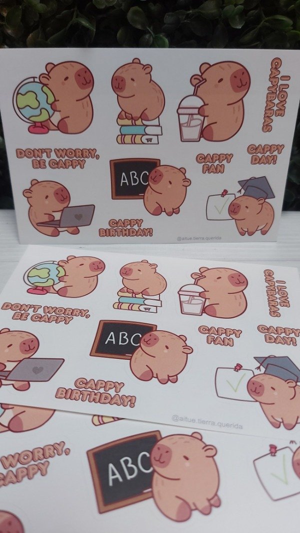 Producto - Plancha Stickers troquelados CAPIBARA x2u