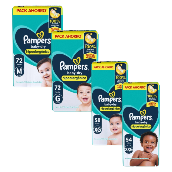 Producto - Pampers Babydry Mx72 Gx72 XGx58 XXGx54