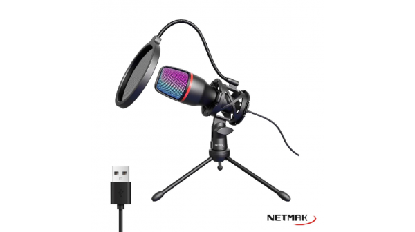 Producto - MICROFONO RGB STREAMING USB NM-MS786 NETMAK
