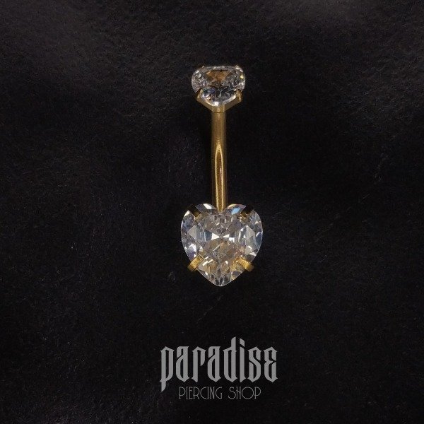 Producto - Ombligo Cristal Zirconia Engarzado Corazón Gold