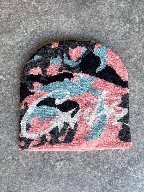 Producto - Gorro de lana cortiz militar rosa