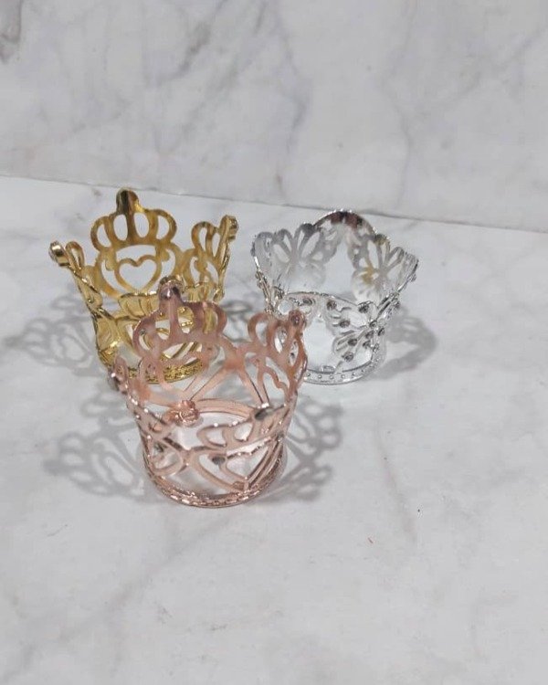 Producto - Corona mini de metal con strass dorada plateada o rosa gold por unidad