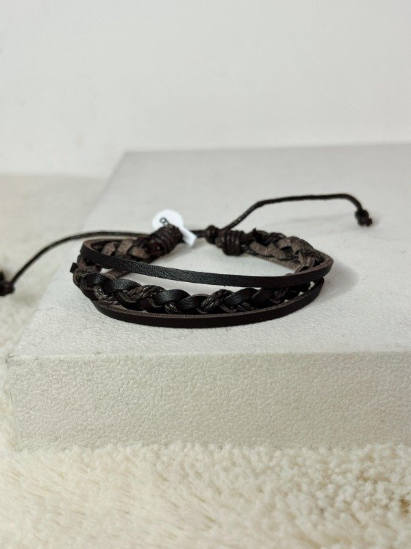 Producto - Pulsera trenzada triple color chocolate