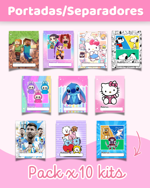 Producto - Súper Kit Imprimible Portadas-Separadores 10 Packs Completos