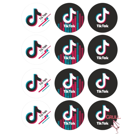 Producto - STICKERS AUTOADHESIVO TIK TOK PLANCHA X12 UNIDADES