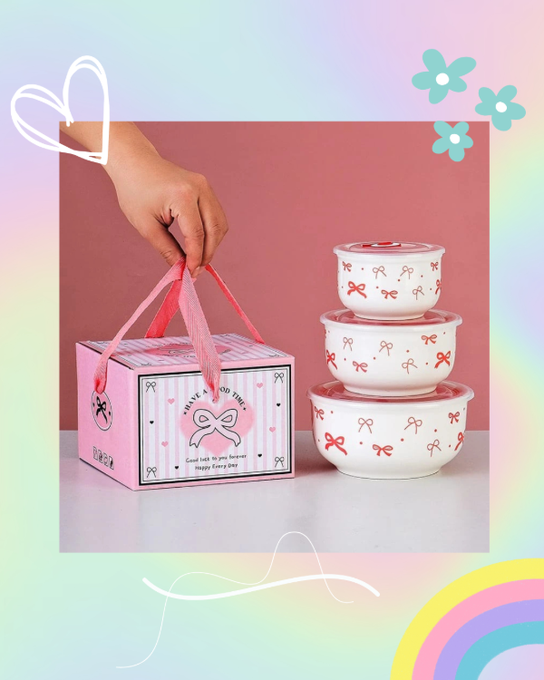 Producto - Set x3 Bowls Cerámica con Tapa Hermética Moños - 0