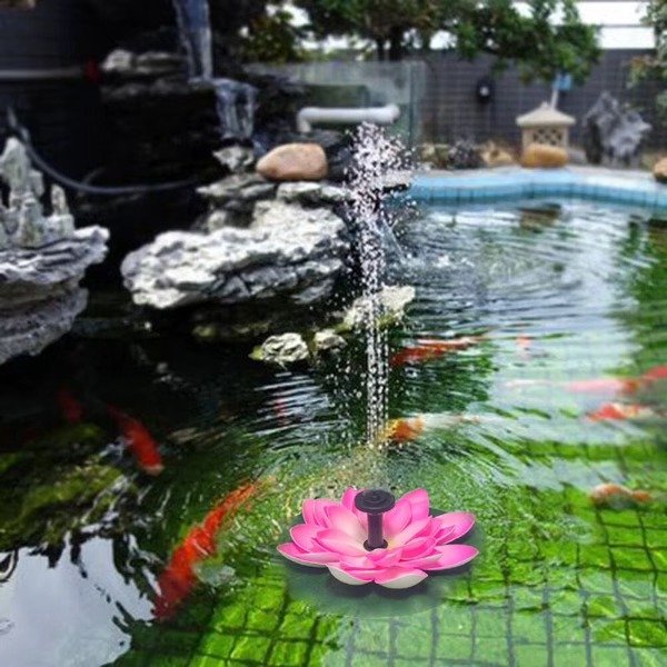 Producto - Fuente De Agua Bomba Solar Flotante Con Flor Loto Exterior - 7