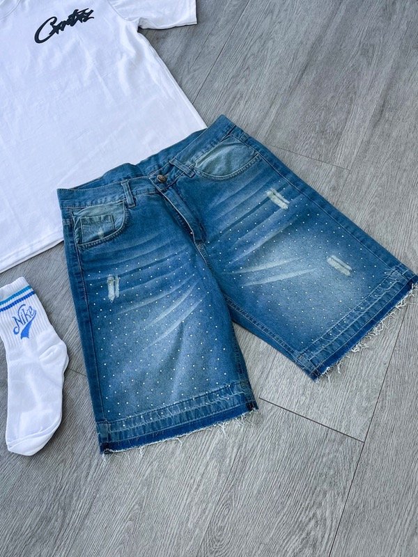 Producto - BERMUDA MOM CON BRILLOS CELESTE