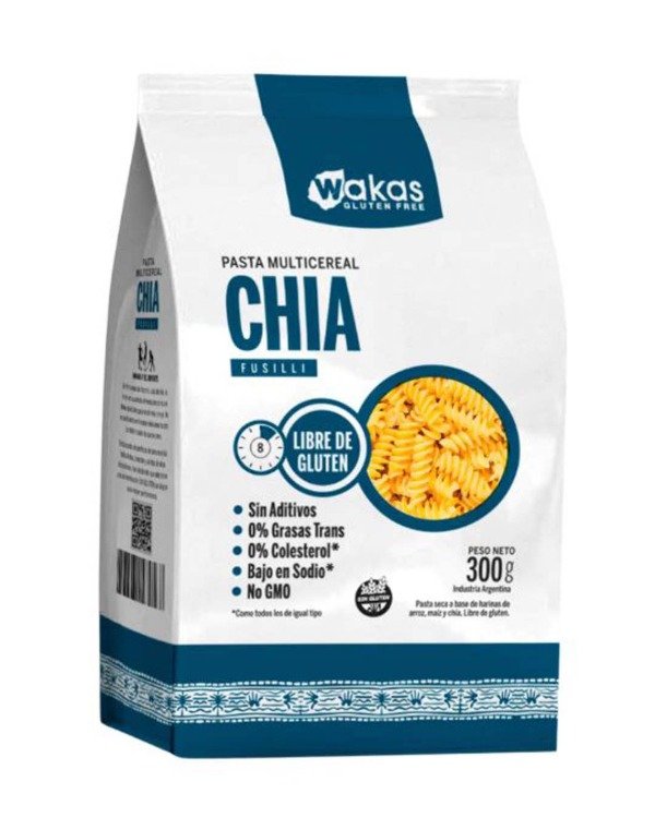 Producto - Wakas FUSILLI MULTICEREAL CON CHIA 300 grs