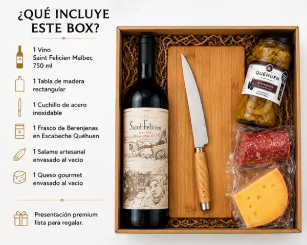 Producto - Vino Saint Felicien 750ml Malbec + Tabla De Picada +Cuchillo acero inoxidable - 2